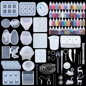Buybuy קוסמטיקה  11 Styles Epoxy Casting Molds Set Silicone UV Casting Tools kits Resin Casting Molds For Jewelry making DIY Earring Findings