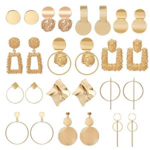Buybuy תכשיטים ושעוני יוקרה  Fashion Statement Earrings 2020 Big Geometric earrings For Women Hanging Dangle Earrings Drop Earing modern Jewelry