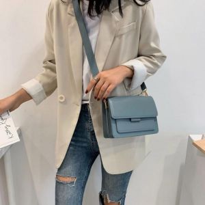 Buybuy אופנה Fashion Woman Shoulder Bag PU Leather Youth Ladies Small Square Bag light Wild Simple Female Daily Messenger Bag Waterproof Blue