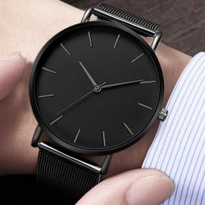 Buybuy תכשיטים ושעוני יוקרה  Men Watch Quartz Casual Watches Simple Metal Hour Reloj Quartz Watch Montre Mesh Stainless Steel erkek kol saati masculino clock