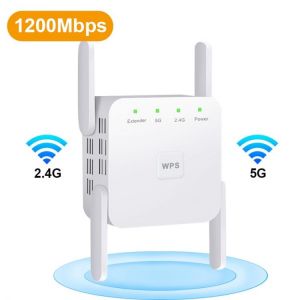 Buybuy אלקטרוניקה 5G Wireless WiFi Repeater Wi Fi Booster 2.4G 5Ghz Wi Fi Amplifier 300Mbps 1200 Mbps 5 ghz Signal WiFi Long Range Extender