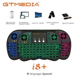 Buybuy אלקטרוניקה GTmedia i8 Keyboard Backlit Spanish Version Air Mouse 2.4GHz Wireless Keyboard Touchpad Handheld for Android TV BOX X96 GTC G1