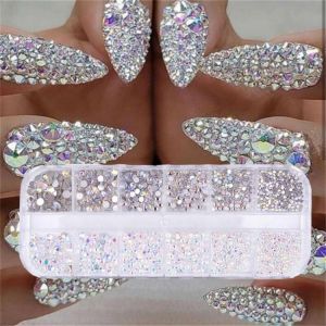 Buybuy קוסמטיקה  12 boxes / set of AB crystal rhinestone diamond gem 3D glitter nail art decoration beauty