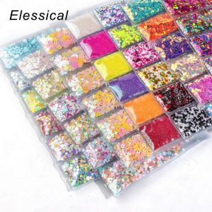Buybuy קוסמטיקה  6 grid/bag Mixed Nail Glitter Powder Sequins Colorful Nail Flakes Sticker 3d DIY Nail Sliders Dust For Nail Art Decorations